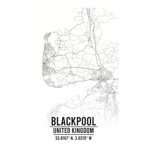 Blackpool, United Kingdom A3 Map Print - Retro Progression
