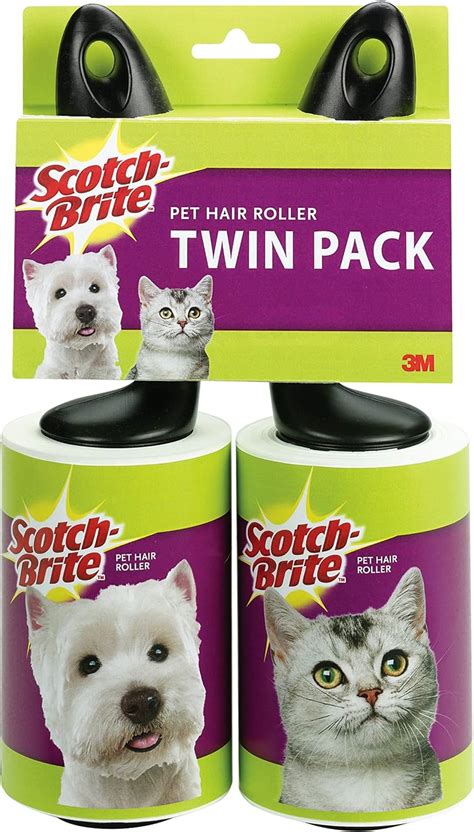 Amazon.com: Scotch-Brite Pet Hair Lint Roller Twin Pack, Picks Up Fur On Furniture, And Clothes ...