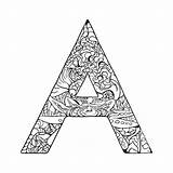 Alphabets Mandala coloring Page Letters Arts Design Style  sketch template
