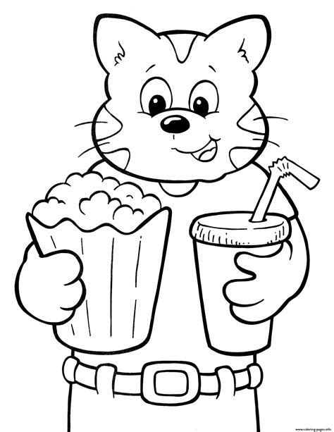 Cat Ready To Watch Movie Crayola Coloring page Printable