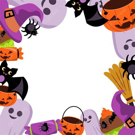 Halloween Spooky Vector Art PNG, Colorful Spooky Halloween Frame ...