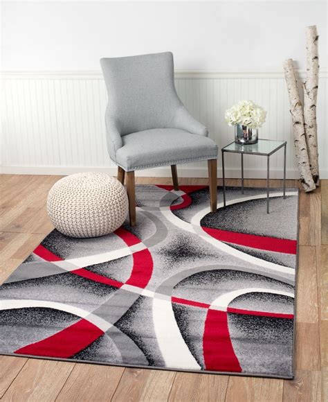 Summit ST34 Area Rug Black Red Gray Modern Abstract Many Aprx Sizes ...