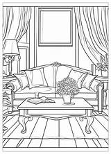 Living Room Coloring Pages  Design Your Dream Space CrayonAZCom sketch template