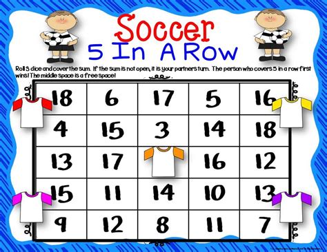 Soccer Math Center Dice Games | Soccer math, Math centers, Math facts