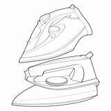 Set Of Iron electric Outline Vector Art Illustration appliance  sketch template