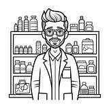 Health Expert Pharmacist Coloring  Page sketch template
