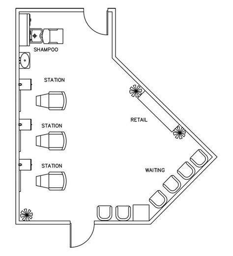 Barber Shop Floor Plan Design Layout - 484 Square Foot | Barbershop design, Layout design ...