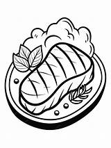 Roasted beef steak With Vegetables coloring Book Pages For Children And  sketch template