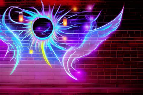 street art, wall, little blue and pink lights phoenix graffiti at wall | Wallpapers.ai