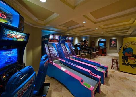 basement arcade with skee ball #mancavegaragerustic | Arcade game room ...