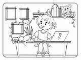 Home Education coloring Page Boy Study At Antistress For Adults  sketch template