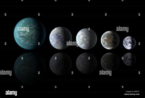 Kepler-22b, Kepler-69c, Kepler-62e, Kepler-62f and Earth Stock Photo ...