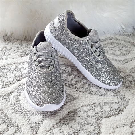 Touch of Glam Silver Sneakers | Glitter tennis shoes, Silver sneakers ...