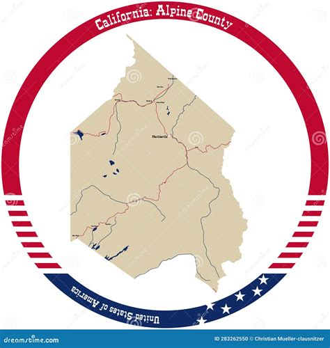 Map of Alpine County in California, USA. Stock Vector - Illustration of ...