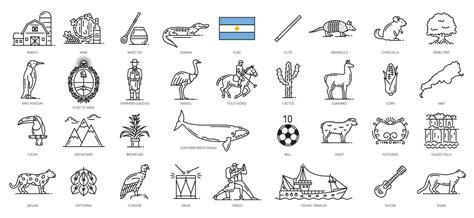 argentina línea iconos, argentino viaje símbolos 23511801 Vector en Vecteezy