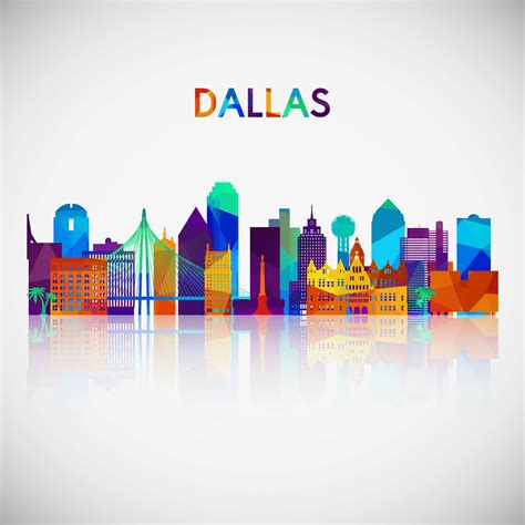 Dallas skyline silhouette in colorful geometric style. Symbol for your ...