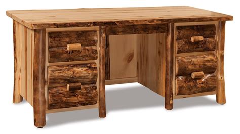 Amish Handcrafted Rustic Pine Executive Desk