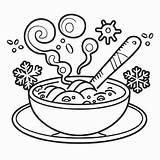 Premium Vector  Winter soup Scene Featuring A Hot Bowl Coloring Page sketch template