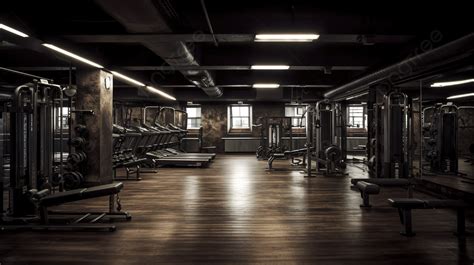 An Empty Gym With Dark Grey Walls Background, Gym Picture Wallpaper ...