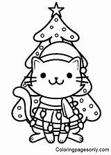 Cute Christmas Cat Coloring Page  Free Printable Pages sketch template