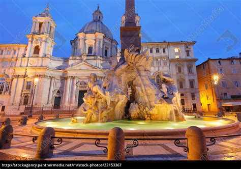 Piazza Navona Square at night Rome Italy. - Stock Photo - #22153367 ...