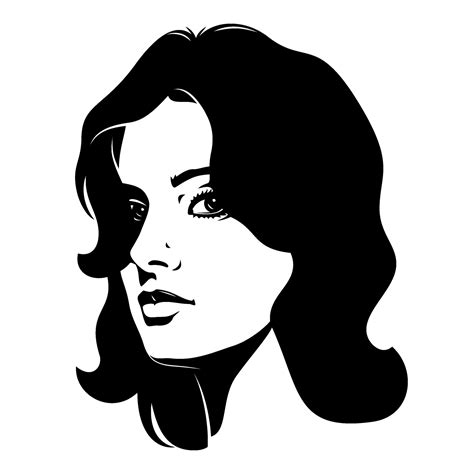 Woman Face Silhouette. Black and white girl portrait. Vector clipart ...