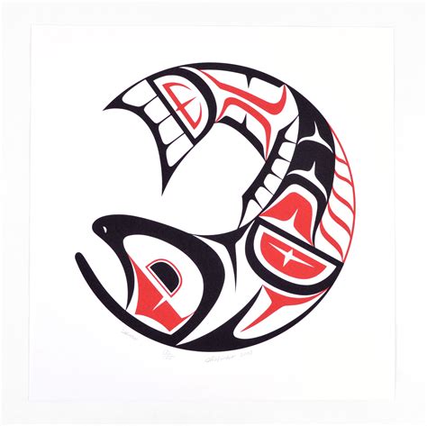 Vintage Northwest Coast Native Salmon Design Serigraph by - Etsy