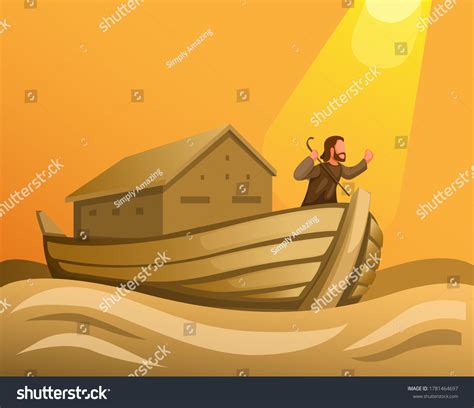 Noah Ark Great Flood Biblical Scene Stock Vector (Royalty Free ...