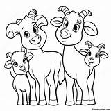 Cute Goat Family Coloring Page  Pagescom sketch template