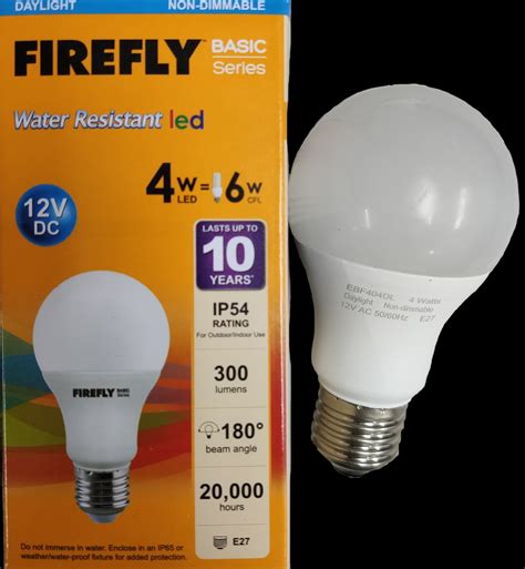 LED Bulb 12V DC 4W E27 Daylight Firefly Brand ( needs Battery to light ...