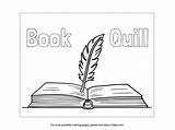 Printable Book & Quill Coloring Sheet · InkPx sketch template