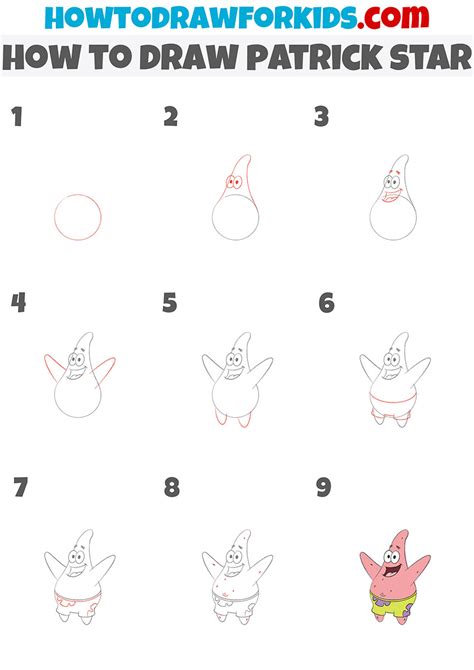 How to Draw Patrick Star - Easy Drawing Tutorial For Kids