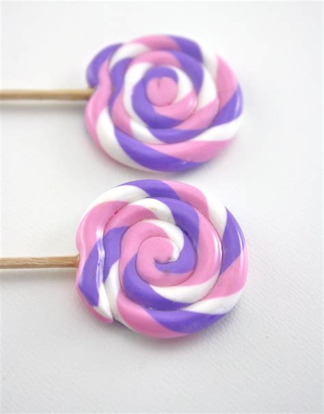 Two Pink and Purple Swirl Lollipops Food For American by pippaloo