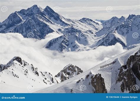 Snowy mountain peaks stock photo. Image of glacier, alps - 13615644