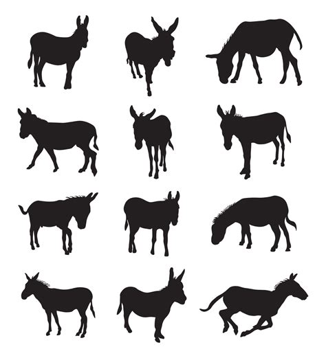 Donkey silhouette vector illustration set. 21517281 Vector Art at Vecteezy