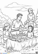 Picnic With Family Coloring Pages  coloring sketch template