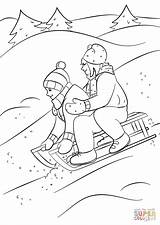 Coloring Pages Sledding Toboggan Kids Template Christmas Clipart Line  sketch template