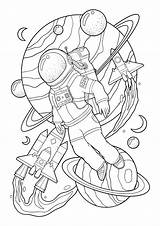 Coloring Pages For Kids Of astronauts In Outer Space 3754657 Vector Art  sketch template