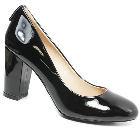 Womens black court shoes ladies mid heels office work formal school shoes | eBay