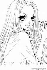 Anime Girl Doing Makeup Coloring Page  Free Printable Pages sketch template
