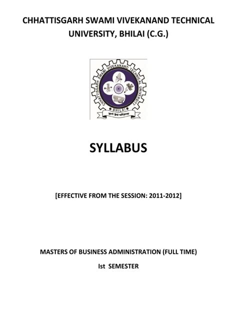 Syllabus - Mba Semester I (Full Time) - New Course | PDF | Corporate ...