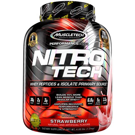 NitroTech Protein Powder Plus Muscle Builder, 100% Whey Protein with ...