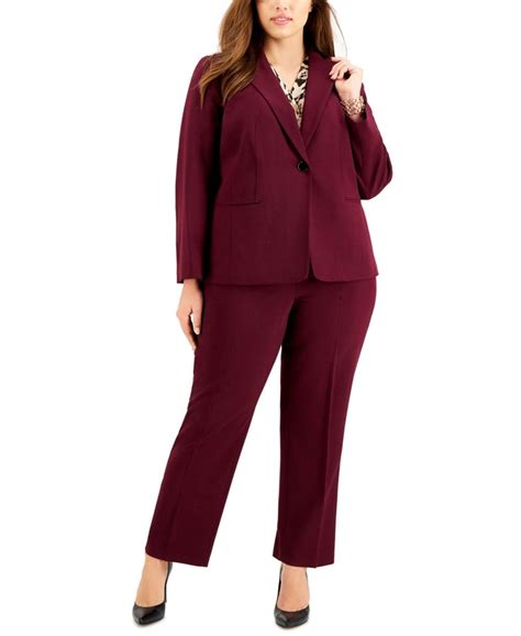 Le Suit Plus Size One-Button Pant Suit - Macy's | Le suit, Office wear ...