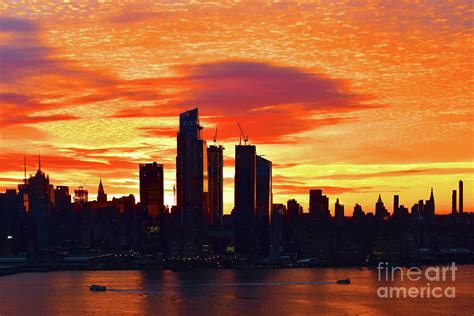 New York City at Sunrise in Orange and Gold Photograph by Regina ...