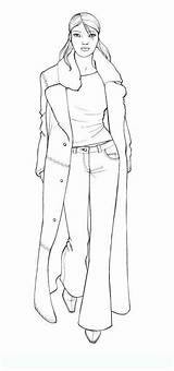 Fashion Model Outline Coloring Pages sketch template