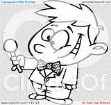 Cartoon Clipart Of An Interviewing Boy Holding Out A Microphone  sketch template