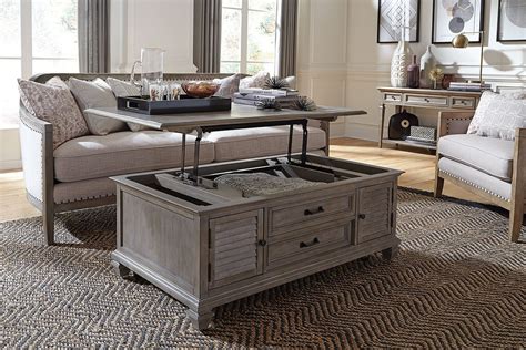 Lancaster Dovetail Grey Lift Top Storage Cocktail Table with Casters - 1StopBedrooms.