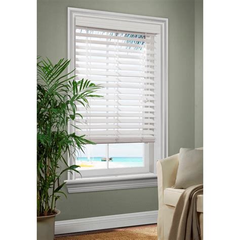 Allen + roth 2.5-in White Faux Wood Room Darkening Plantation Blinds ...