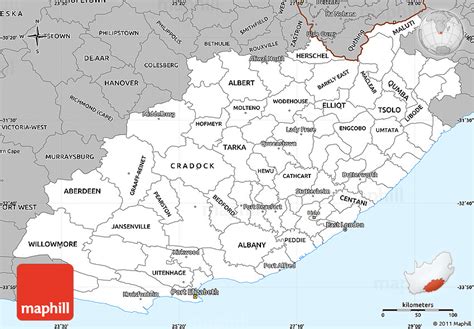 Gray Simple Map of Eastern Cape
