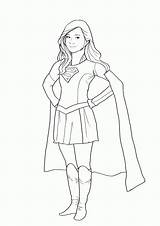 Super Girl Superhero Outline Template Sketch Coloring Page sketch template